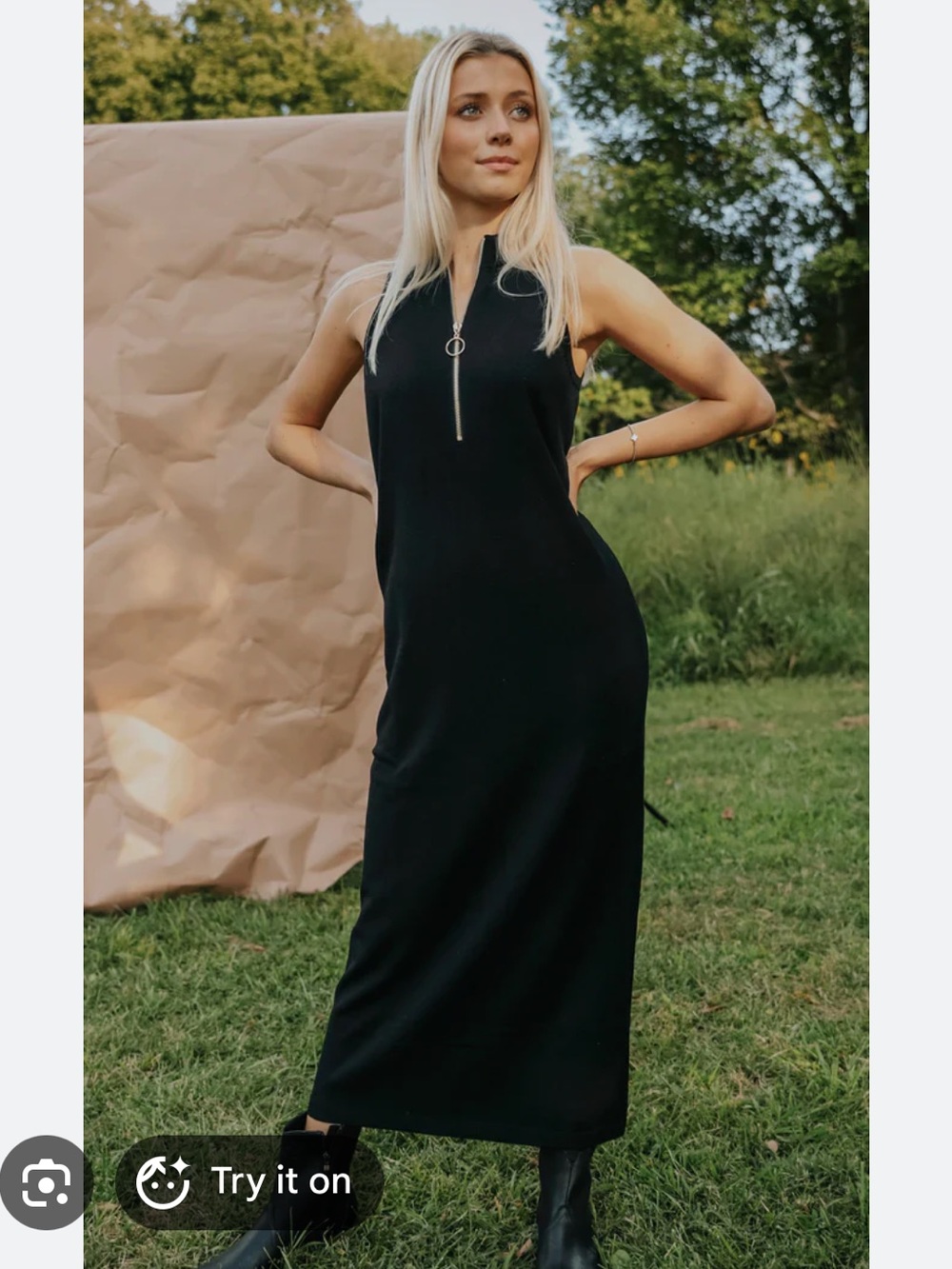 Show Me Your Mumu Charlie Zip Black Sweater Maxi Dress